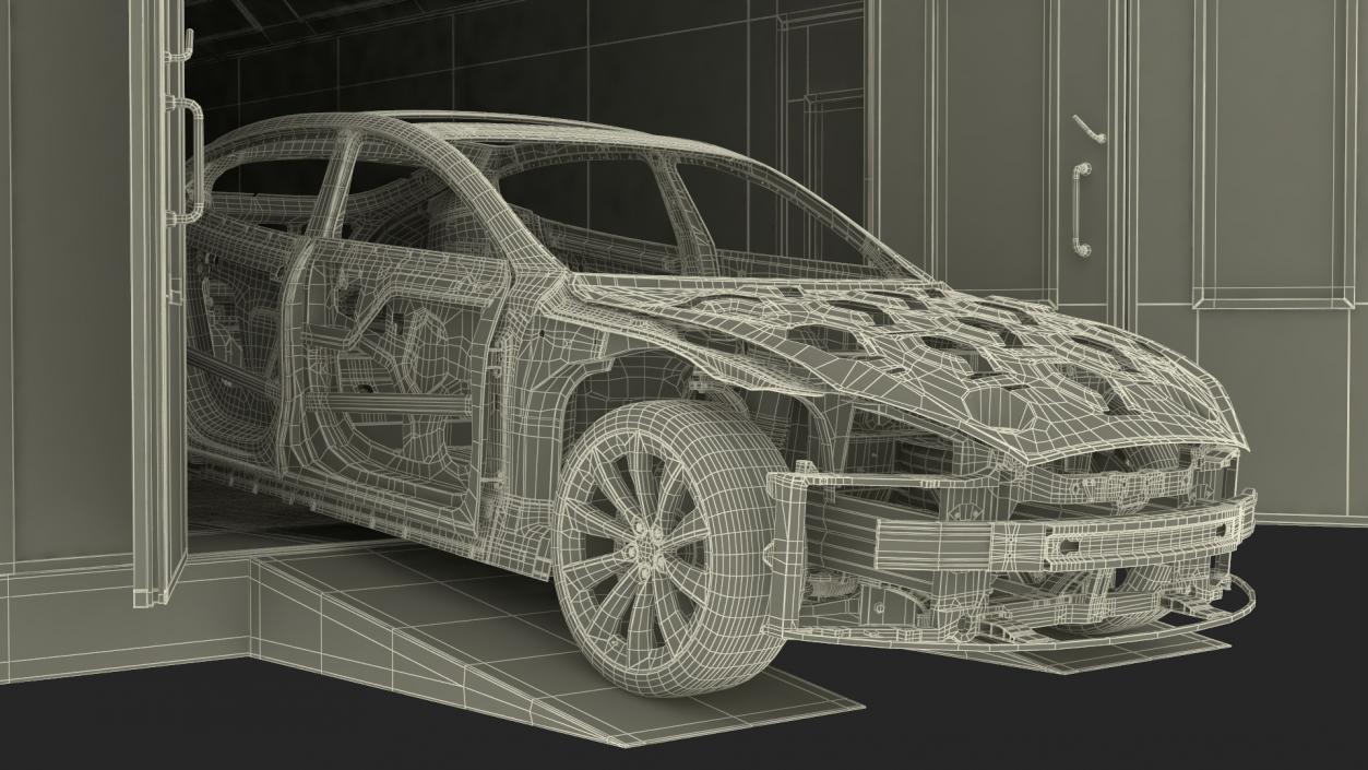 3D model Automotive Paint Booth with Vehicle