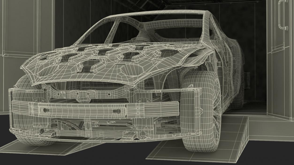 3D model Automotive Paint Booth with Vehicle