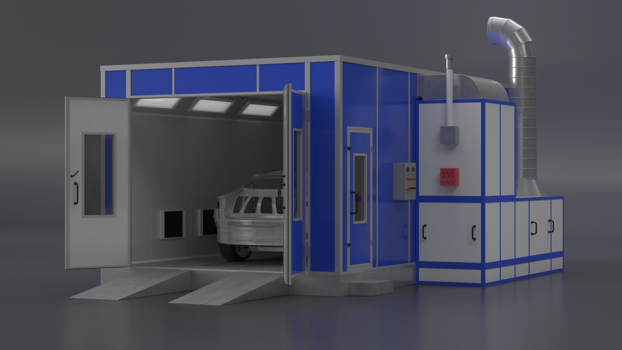 3D model Automotive Paint Booth with Vehicle