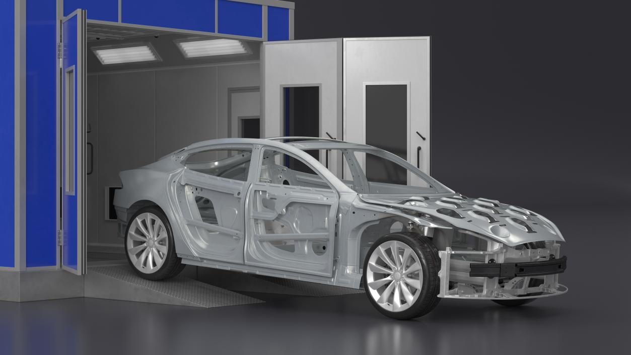 3D model Automotive Paint Booth with Vehicle