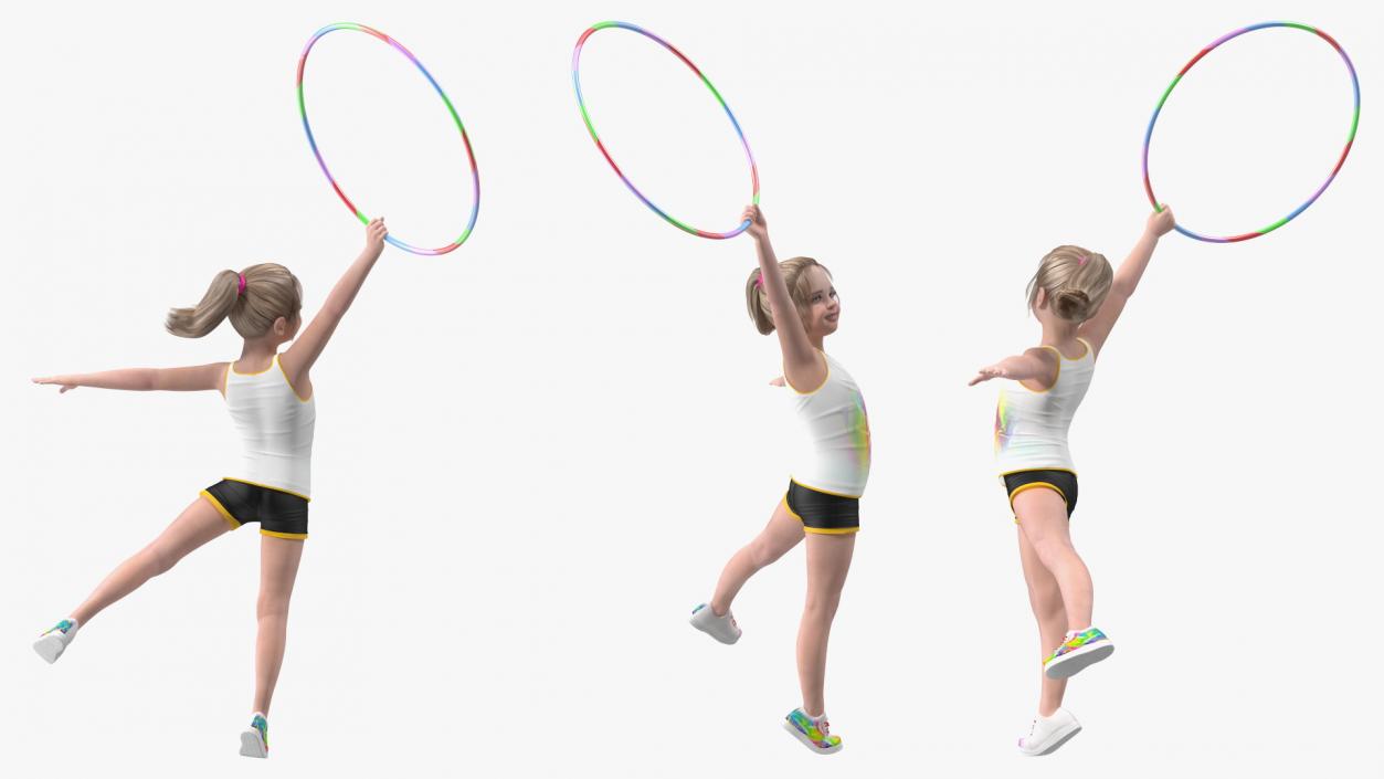 3D Sport Style Girl Child with Hoop Rigged for Maya model