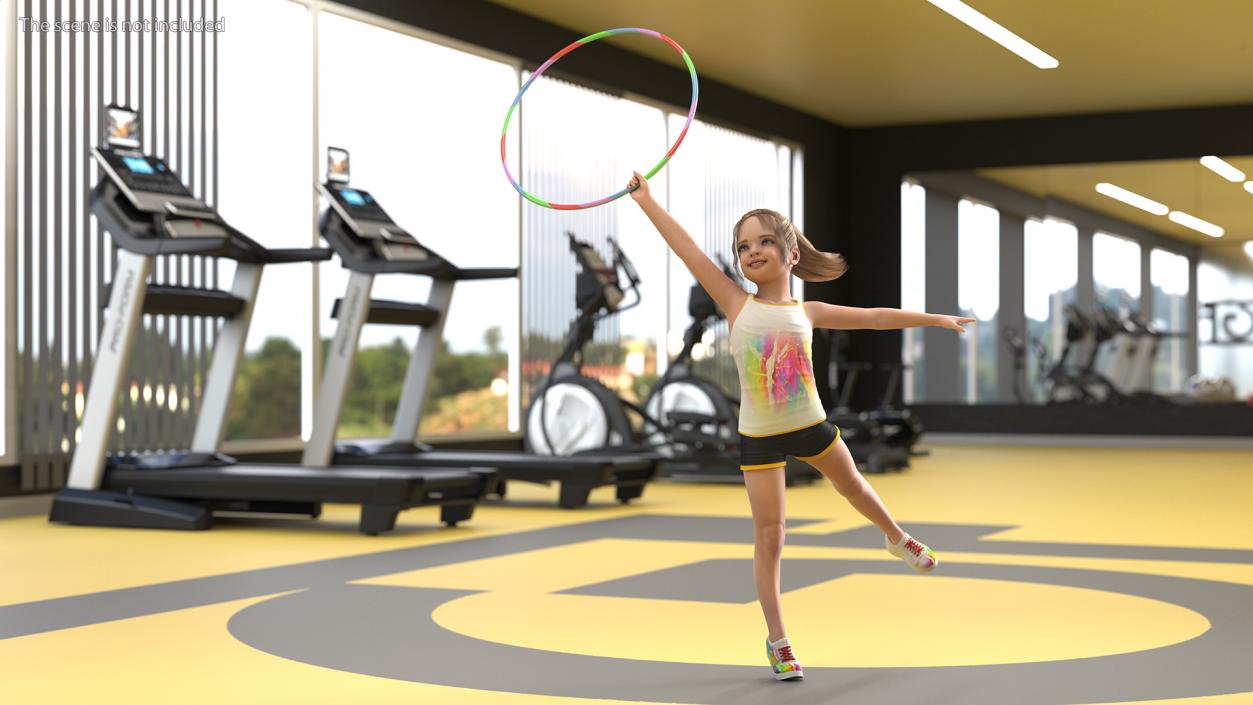 3D Sport Style Girl Child with Hoop Rigged for Maya model