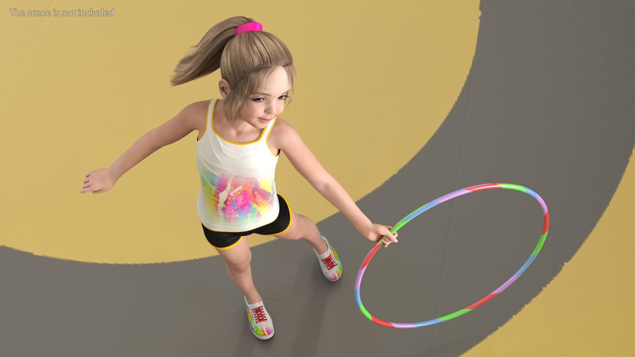 3D Sport Style Girl Child with Hoop Rigged for Maya model