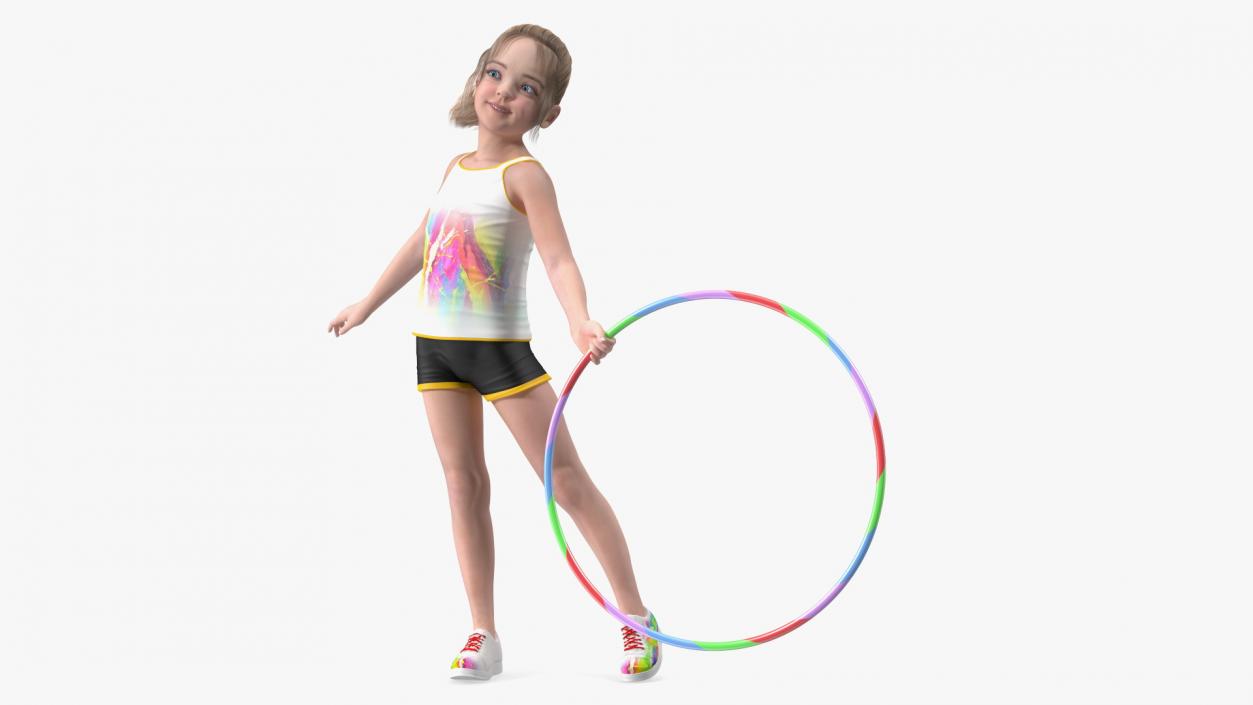 3D Sport Style Girl Child with Hoop Rigged for Maya model