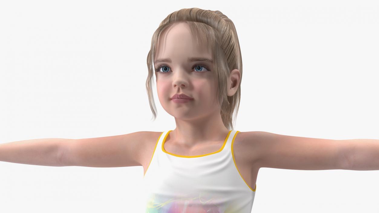 3D Sport Style Girl Child with Hoop Rigged for Maya model