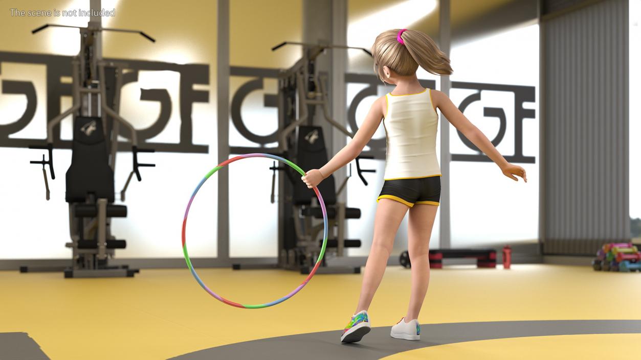 3D Sport Style Girl Child with Hoop Rigged for Cinema 4D model