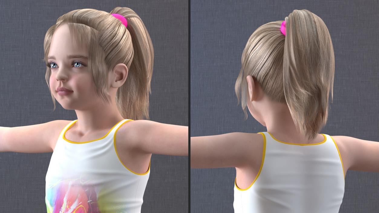 3D Sport Style Girl Child with Hoop Rigged for Cinema 4D model