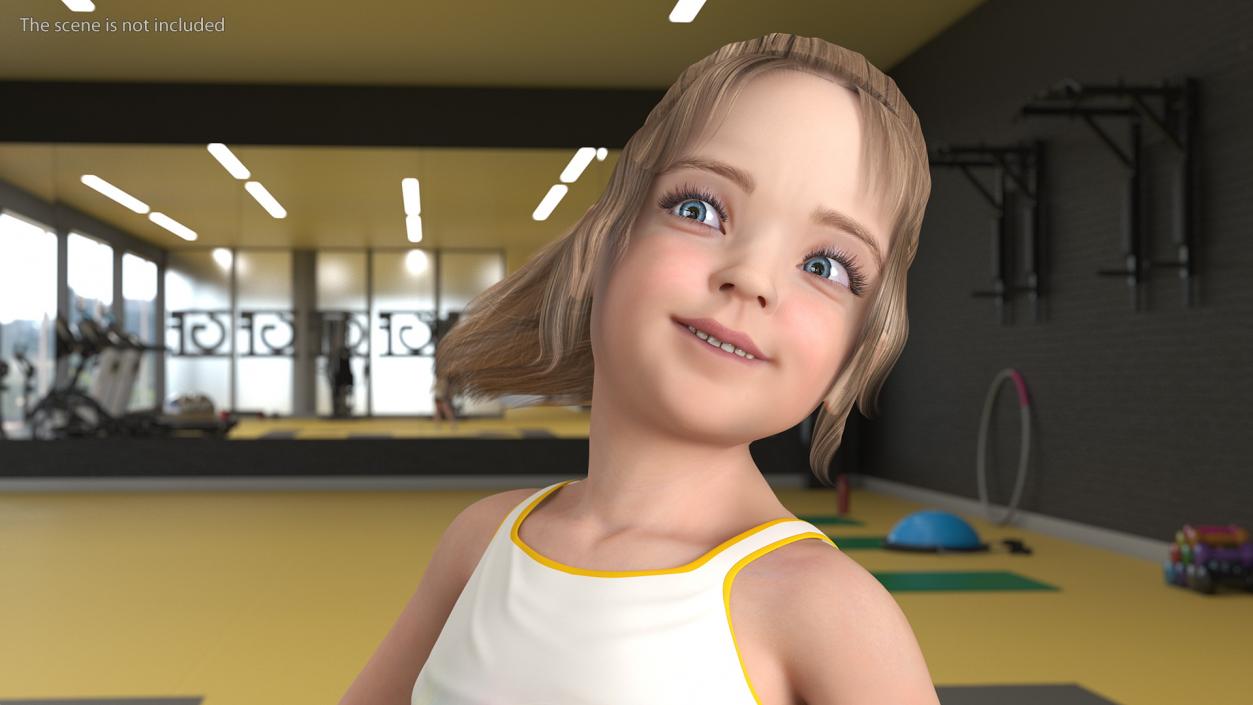 3D Sport Style Girl Child with Hoop Rigged for Cinema 4D model