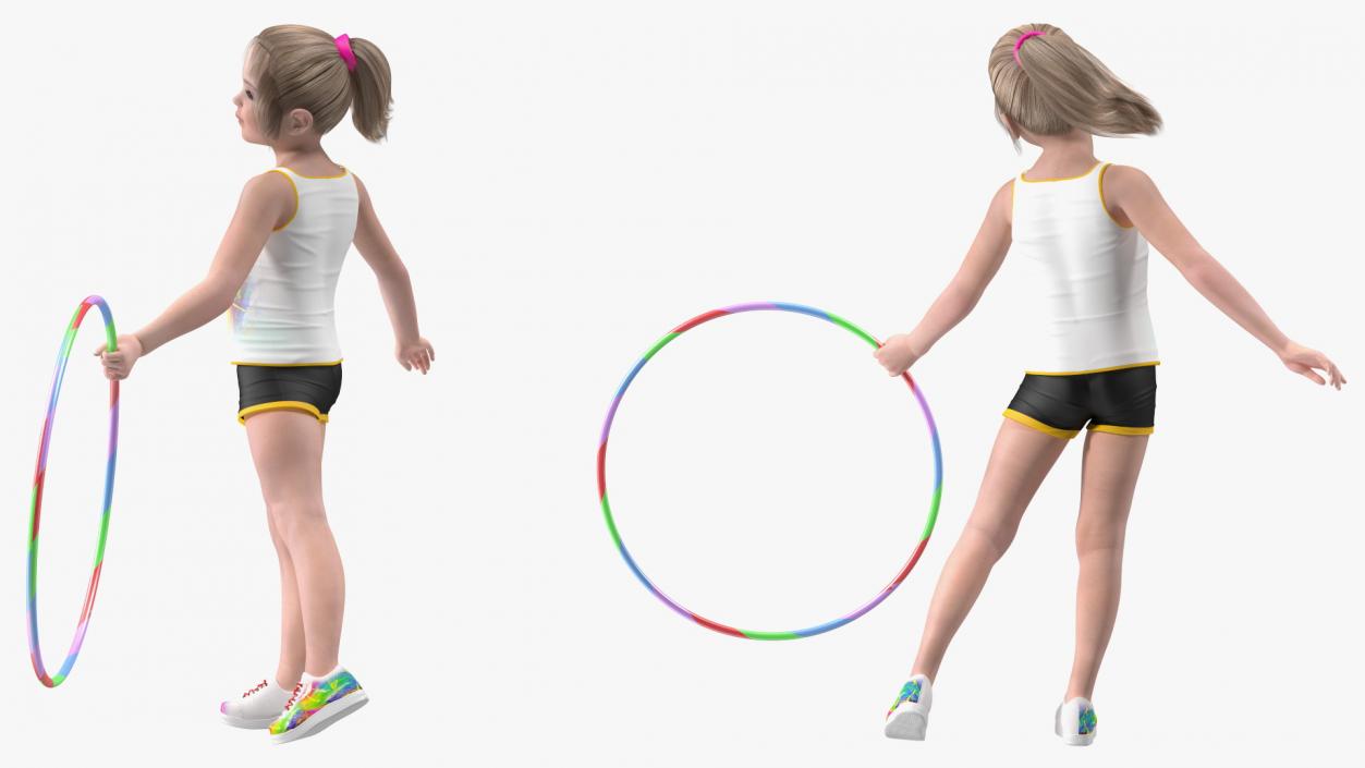 3D Sport Style Girl Child with Hoop Rigged for Cinema 4D model