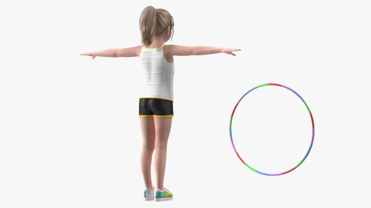 3D Sport Style Girl Child with Hoop Rigged for Maya model