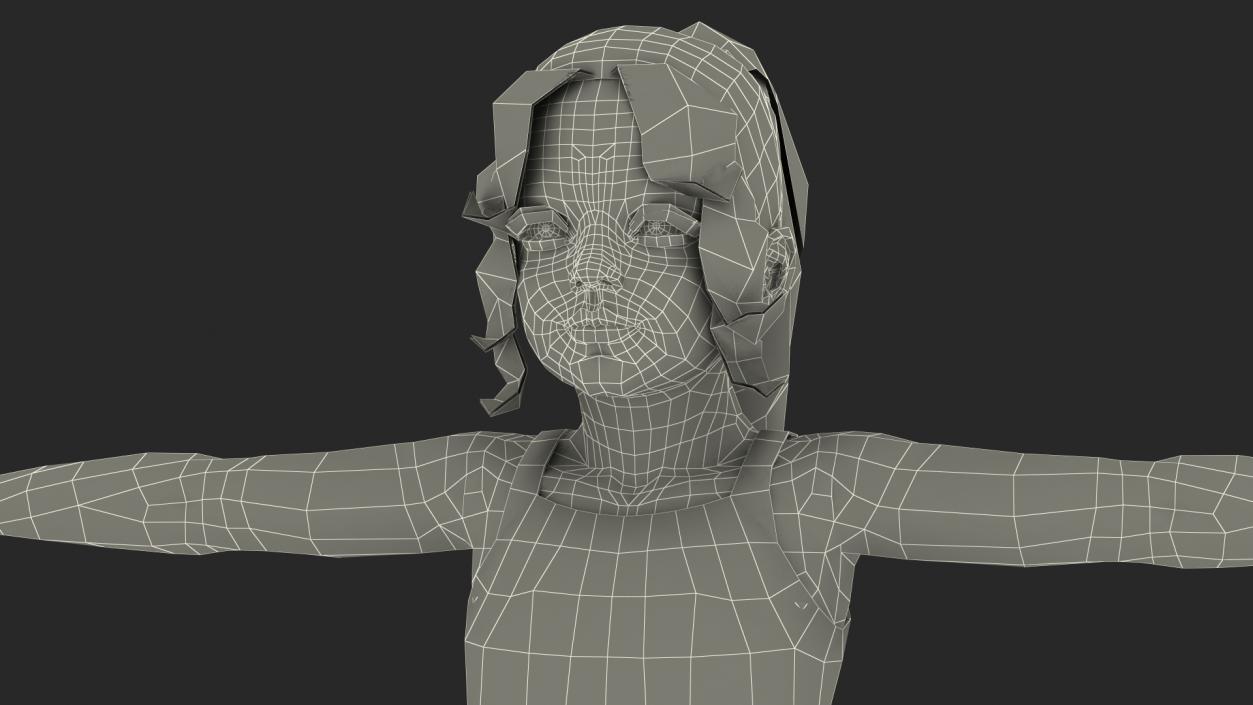 3D Sport Style Girl Child with Hoop Rigged for Cinema 4D model