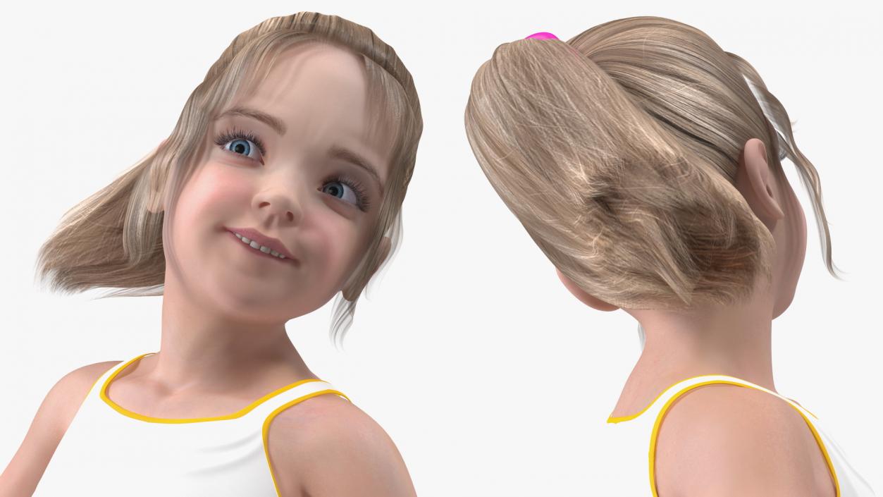 3D Sport Style Girl Child with Hoop Rigged for Cinema 4D model