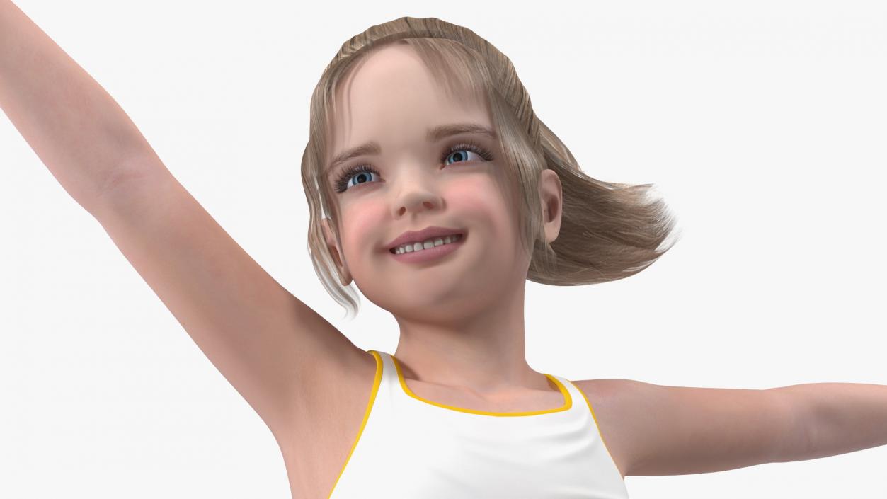 3D Sport Style Girl Child with Hoop Rigged for Maya model