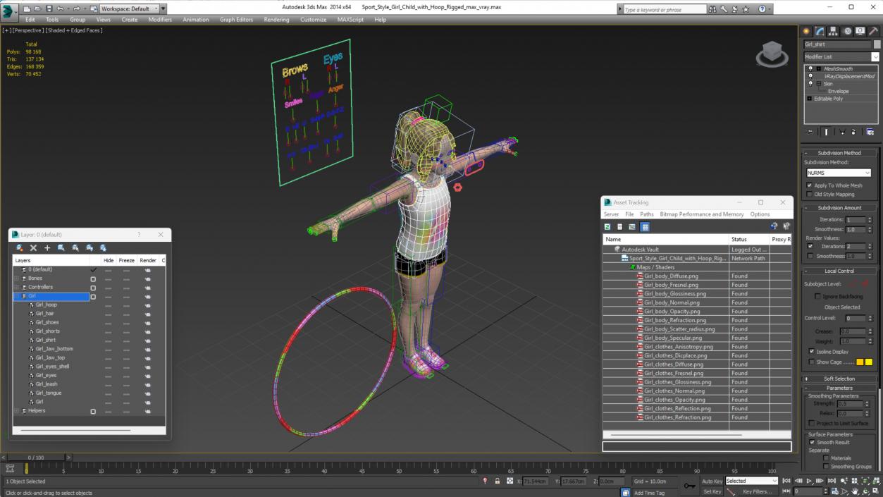 3D Sport Style Girl Child with Hoop Rigged for Maya model