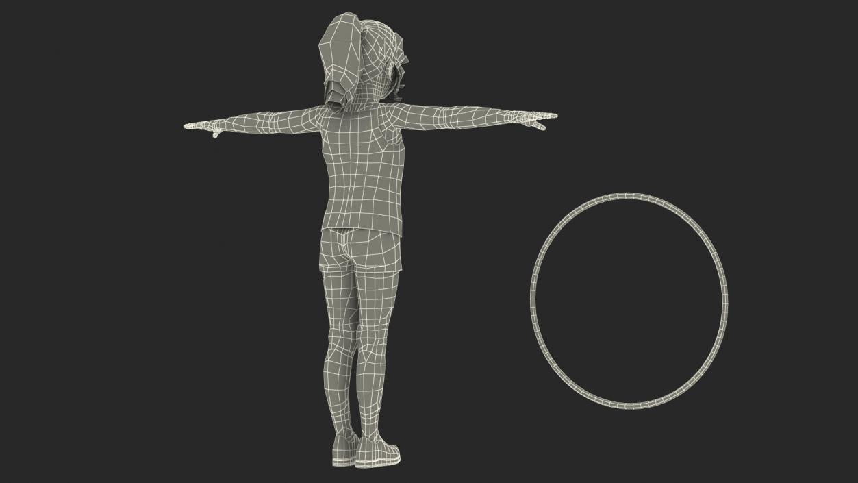 3D Sport Style Girl Child with Hoop Rigged for Maya model