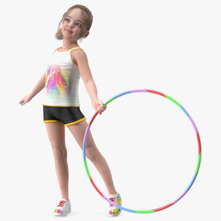 3D Sport Style Girl Child with Hoop Rigged for Cinema 4D model