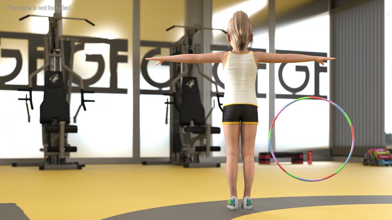 3D Sport Style Girl Child with Hoop Rigged for Maya model