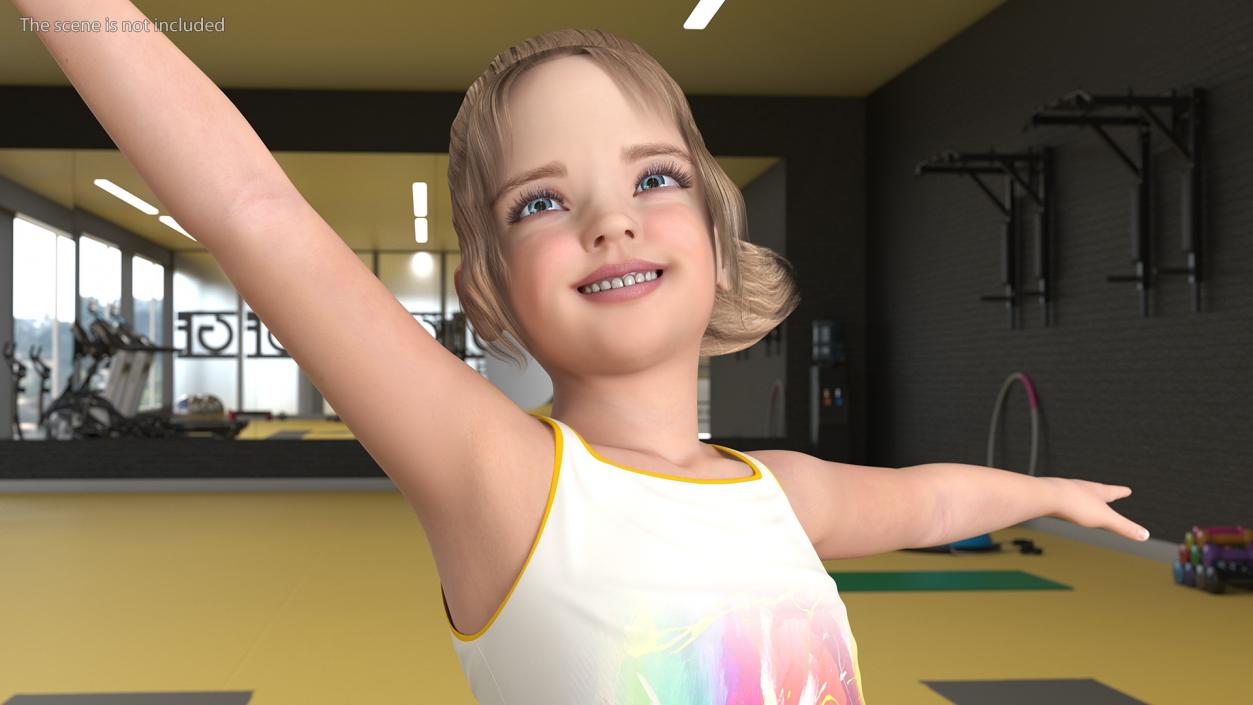 3D Sport Style Girl Child with Hoop Rigged for Maya model