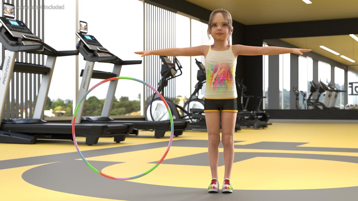 3D Sport Style Girl Child with Hoop Rigged for Maya model