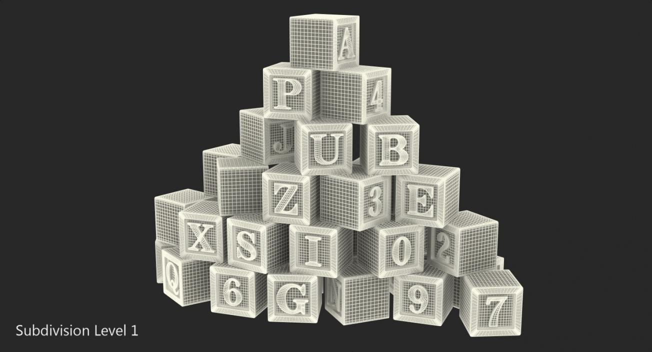 Baby Alphabet Wooden Blocks 3D