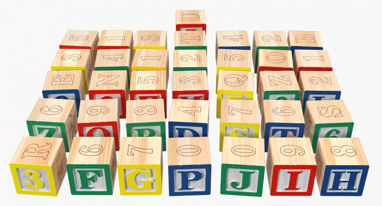 Baby Alphabet Wooden Blocks 3D