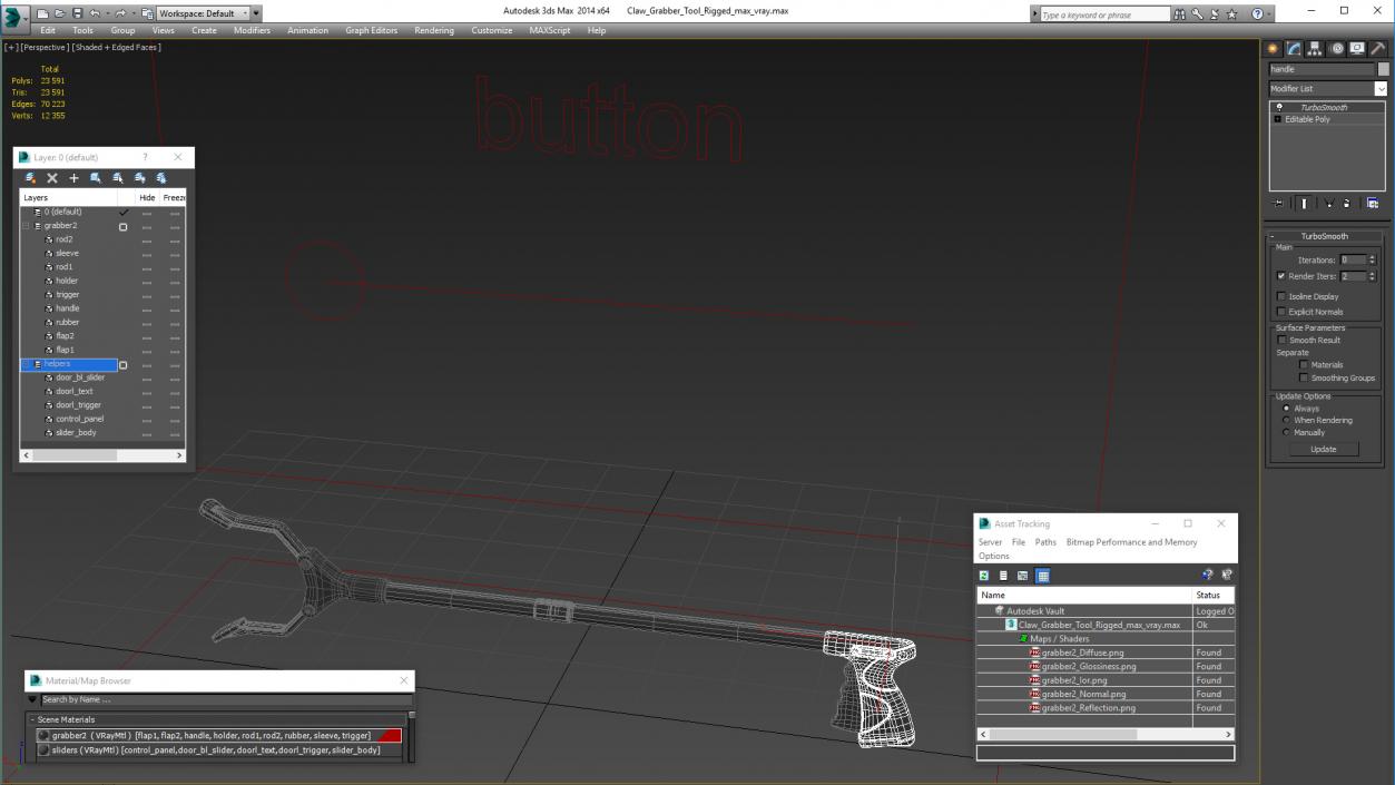 Claw Grabber Tool Rigged 3D model