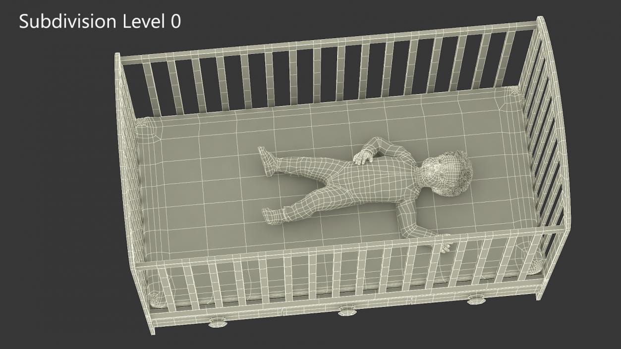 African Baby Boy in Bed Sleeping 3D