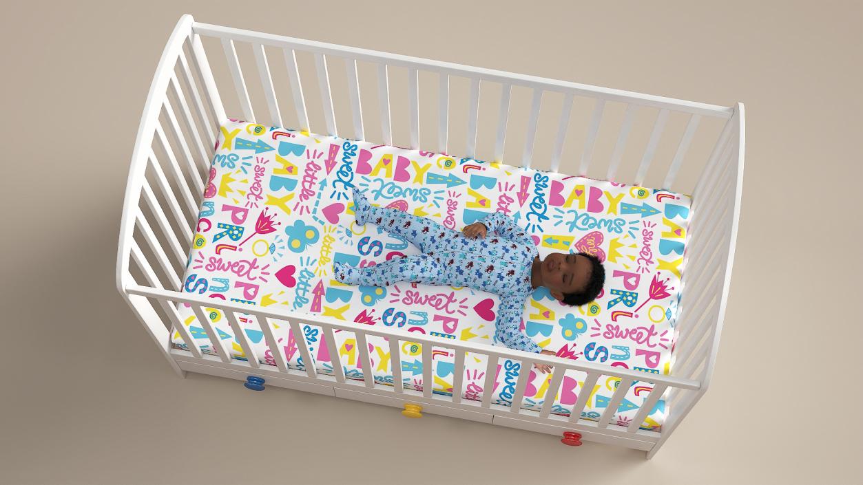 African Baby Boy in Bed Sleeping 3D