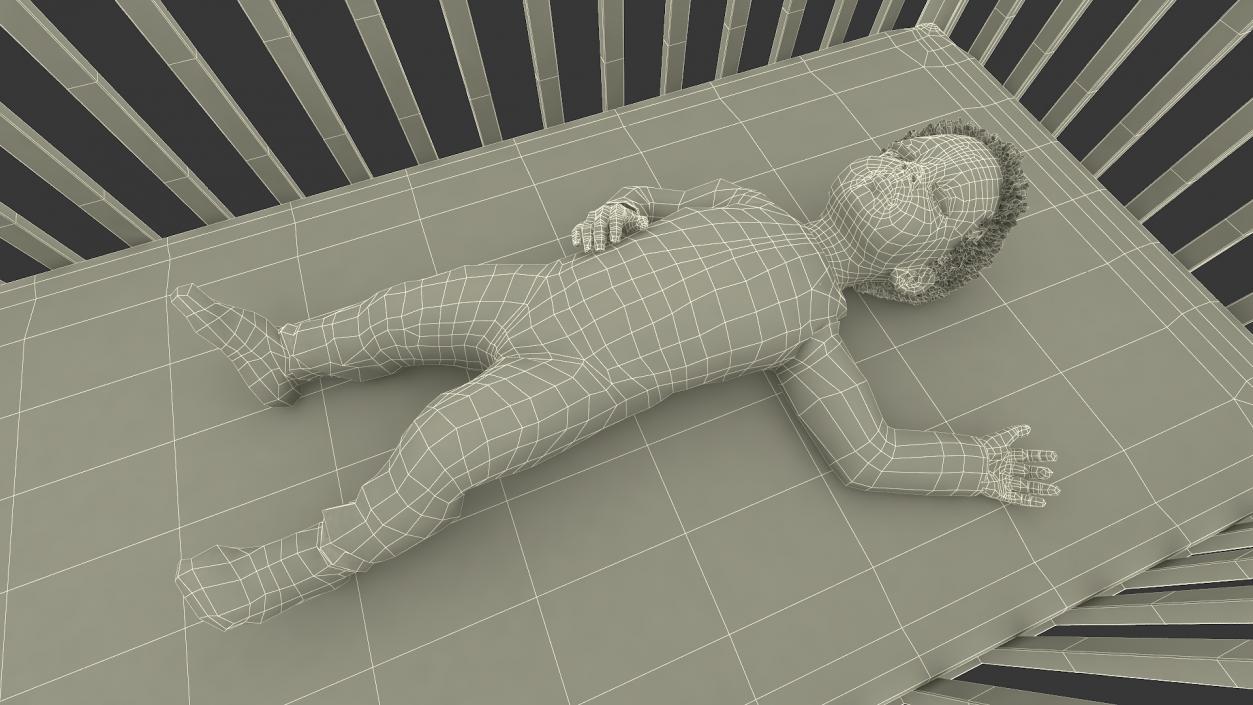 African Baby Boy in Bed Sleeping 3D