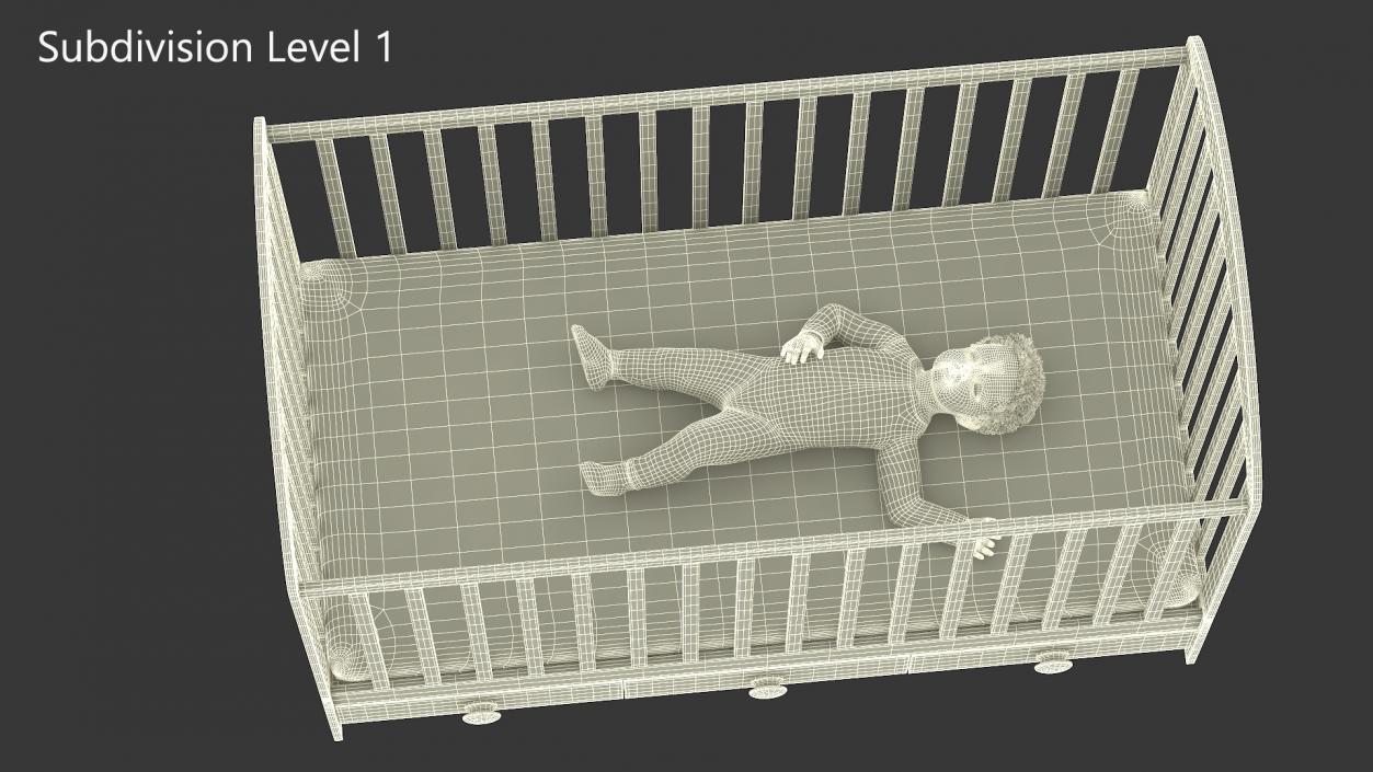 African Baby Boy in Bed Sleeping 3D