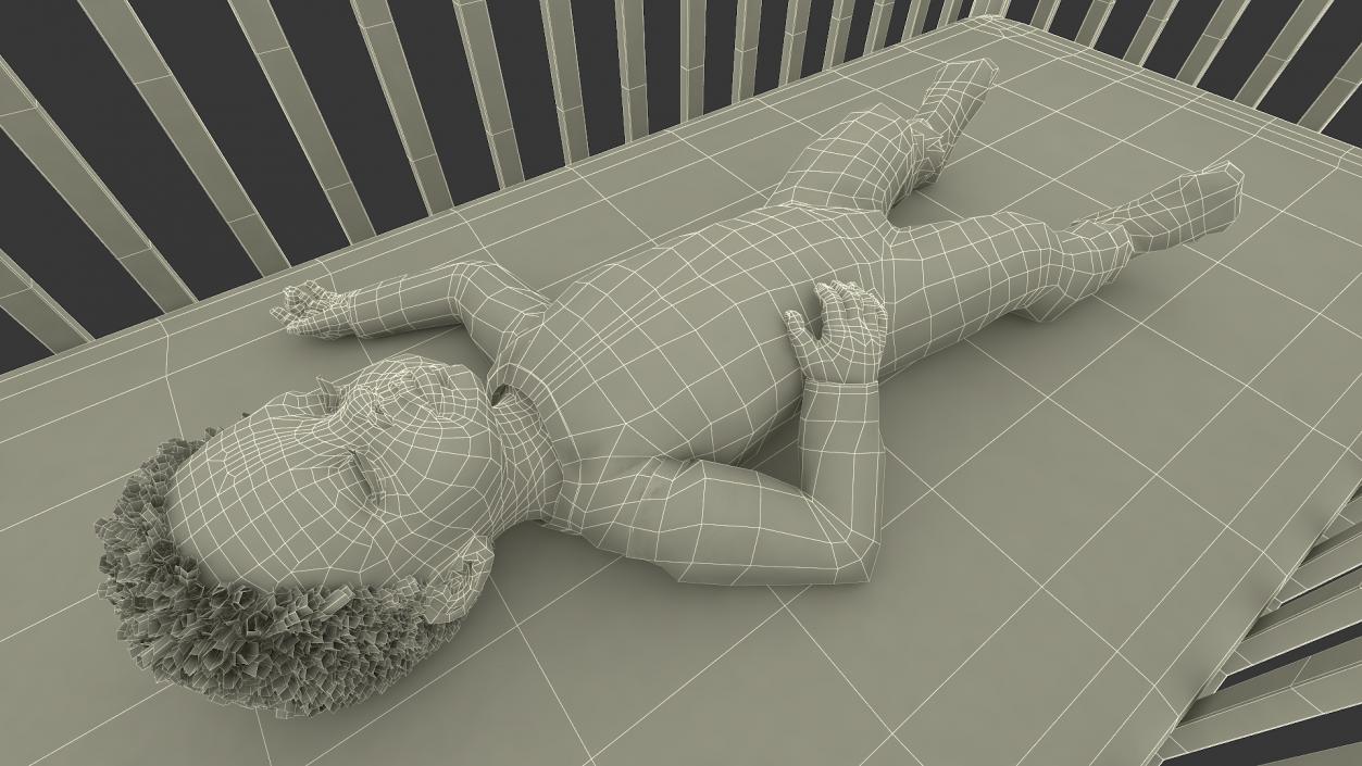 African Baby Boy in Bed Sleeping 3D