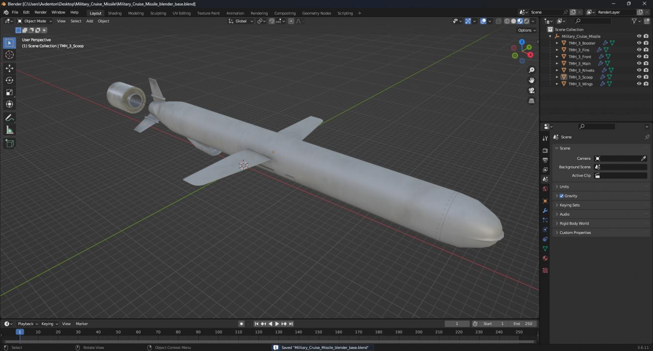 3D Military Cruise Missile model