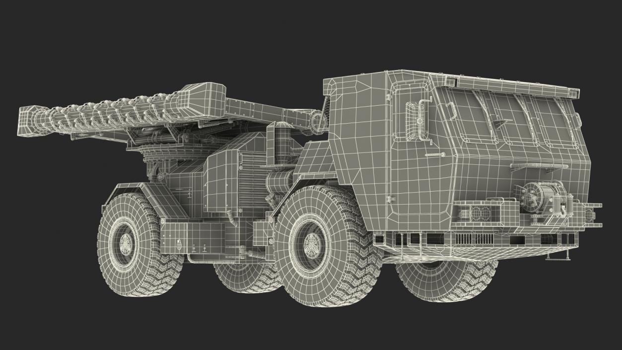 3D White Mine Clearing Vehicle Hydrema 910 Rigged