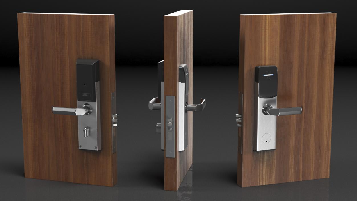 3D Smart RFID Hotel Door Lock Silver model