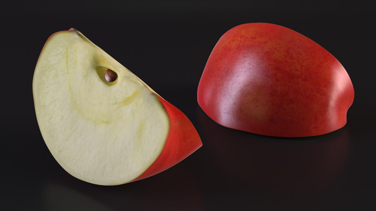 3D Sliced Red Apple Half