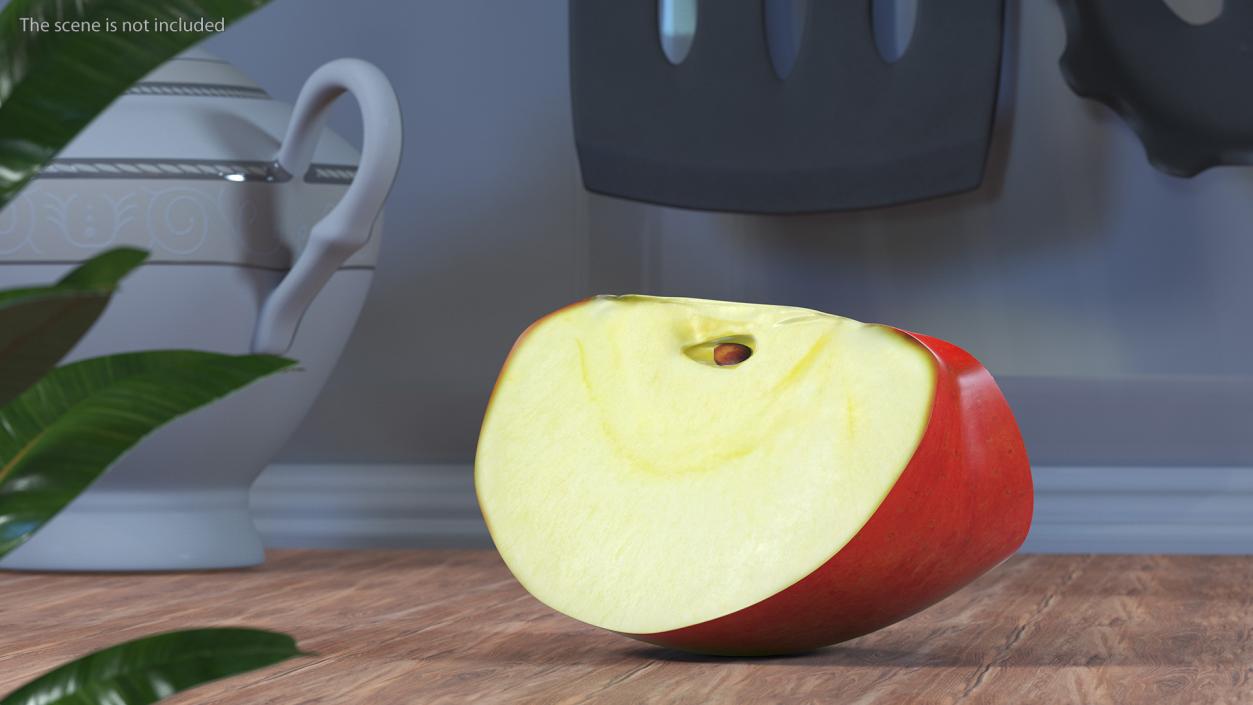 3D Sliced Red Apple Half