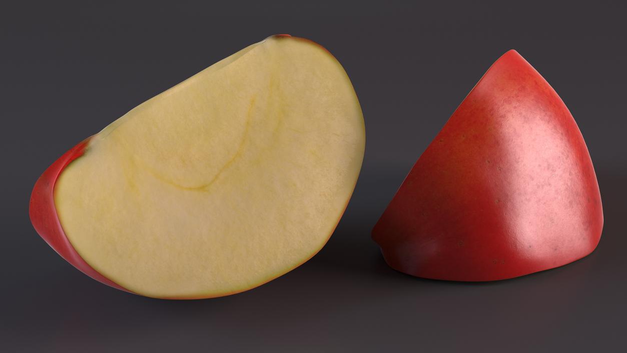 3D Sliced Red Apple Half