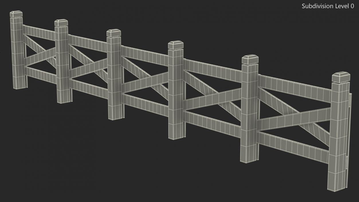 Ranch Fence White 3D