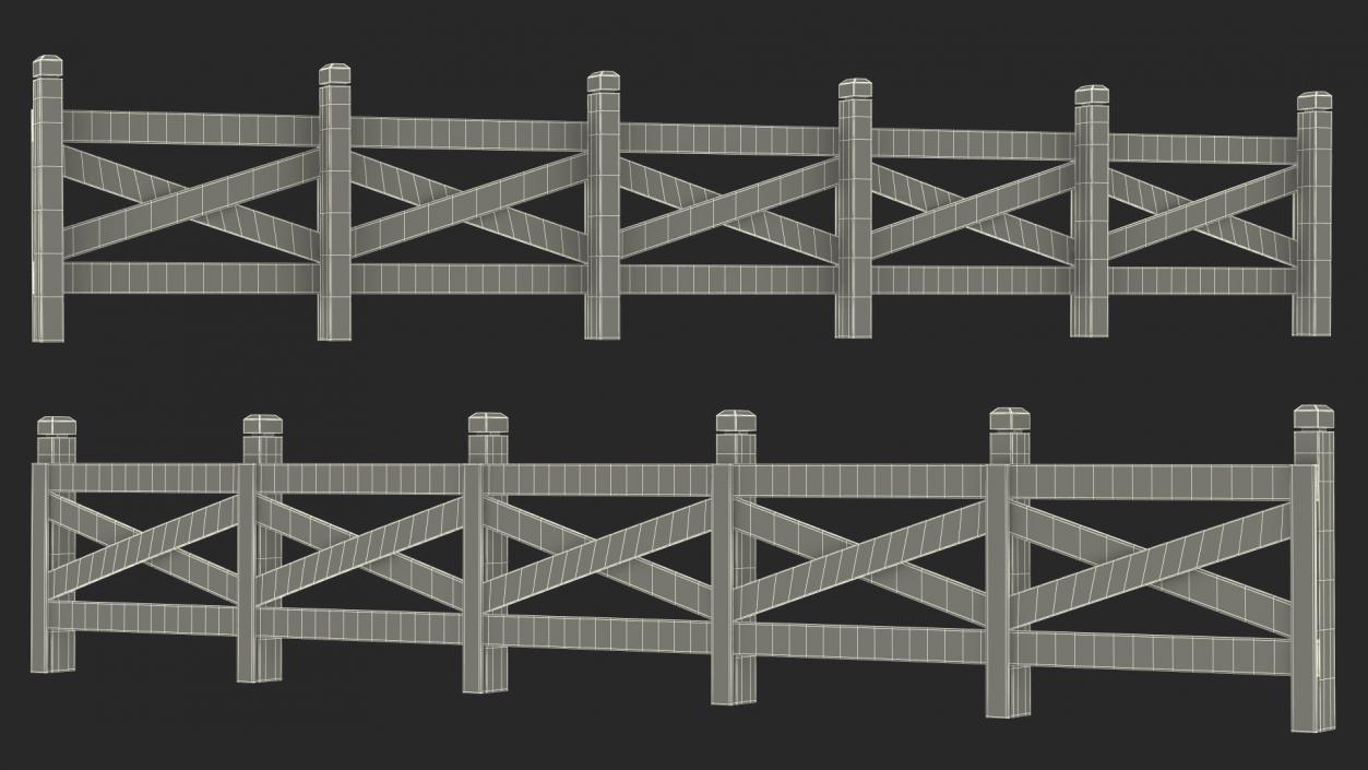 Ranch Fence White 3D