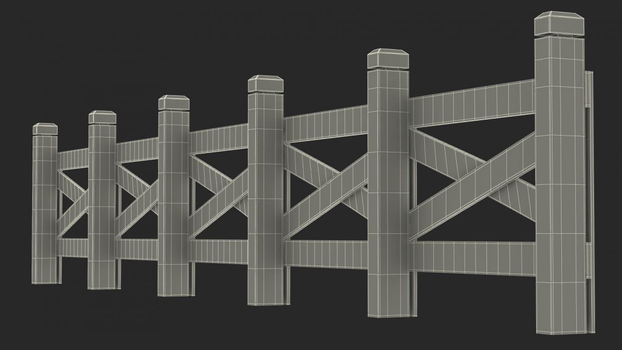 Ranch Fence White 3D