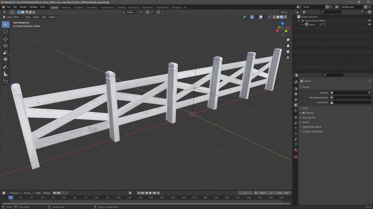 Ranch Fence White 3D