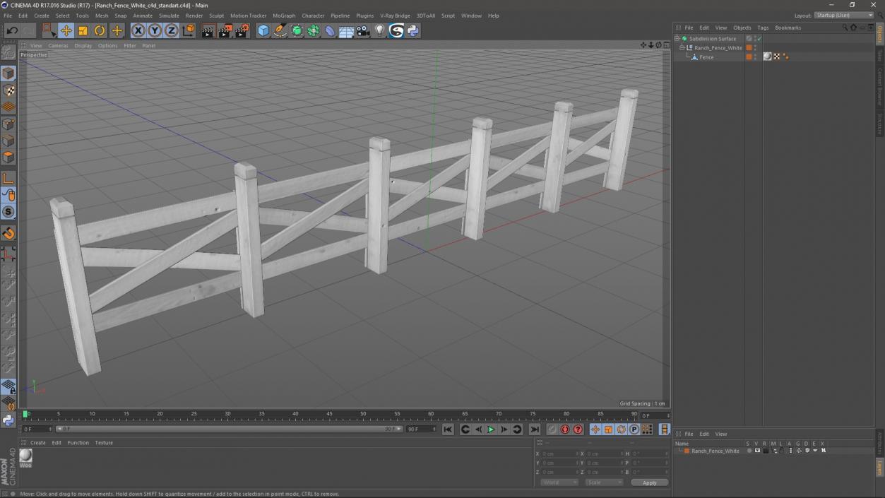 Ranch Fence White 3D