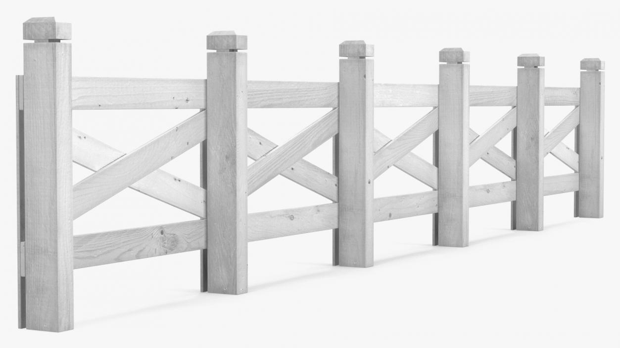 Ranch Fence White 3D