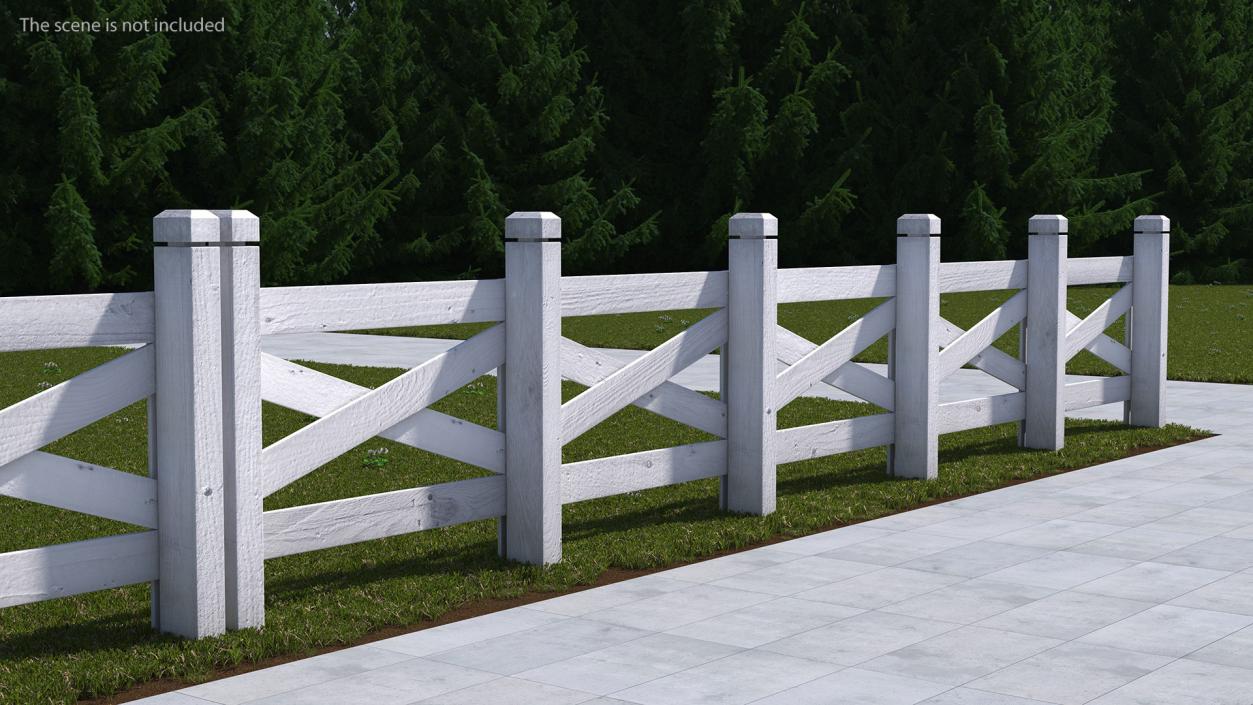 Ranch Fence White 3D