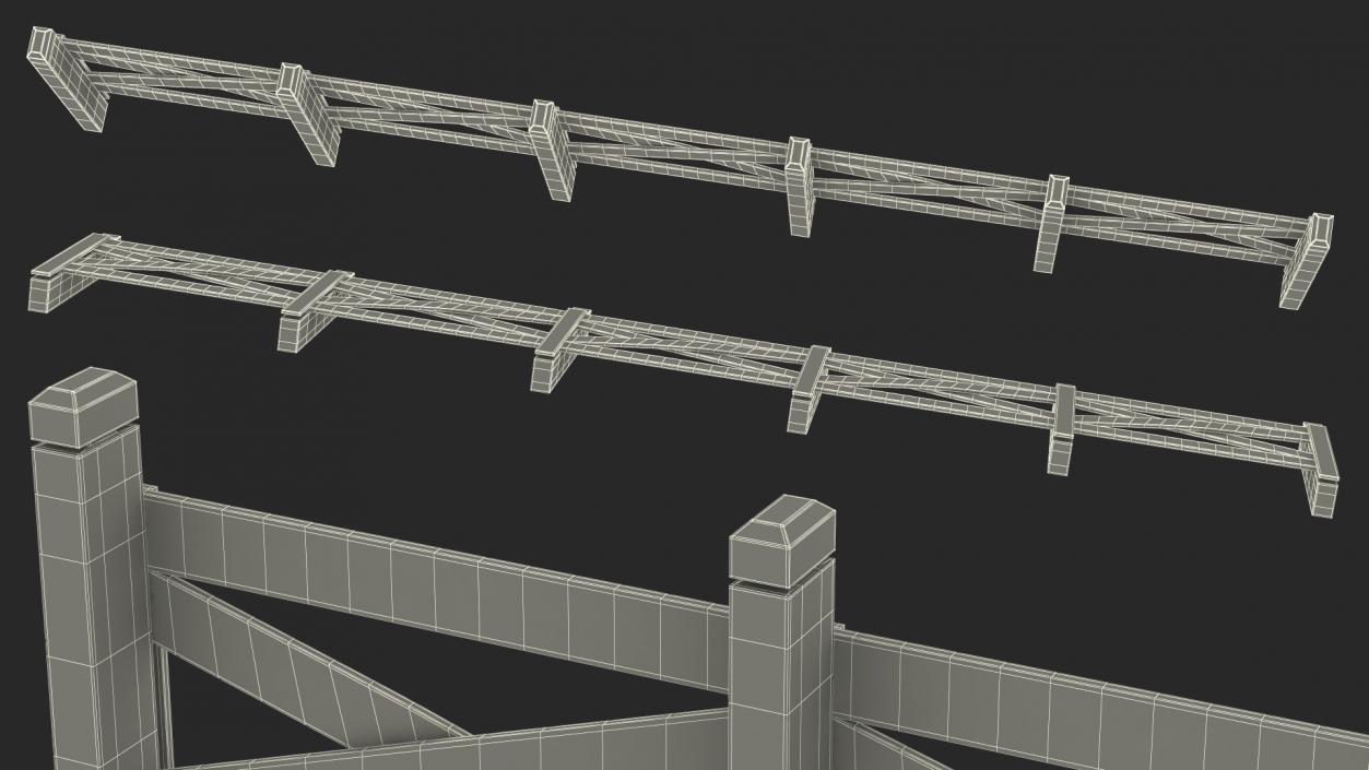 Ranch Fence White 3D