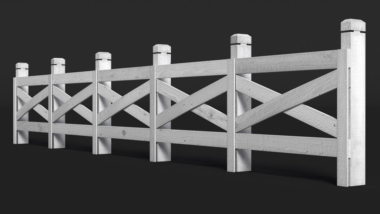 Ranch Fence White 3D