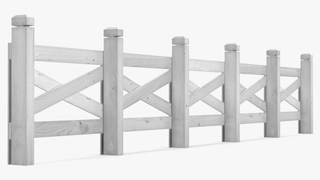 Ranch Fence White 3D