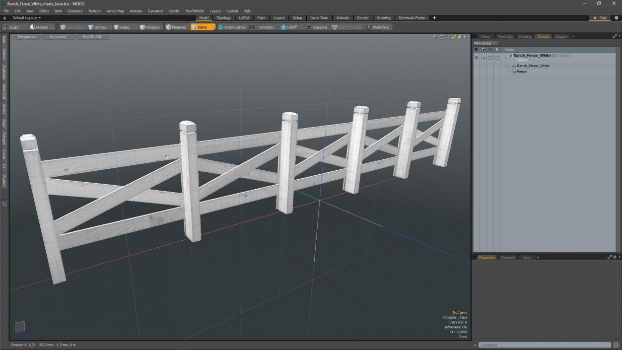 Ranch Fence White 3D