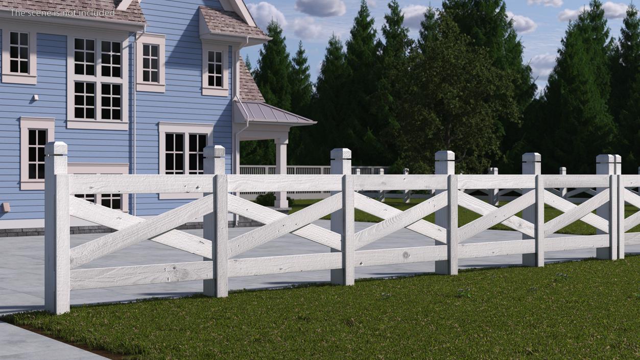 Ranch Fence White 3D