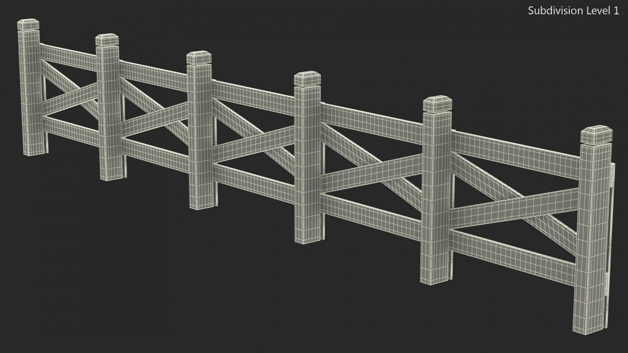 Ranch Fence White 3D